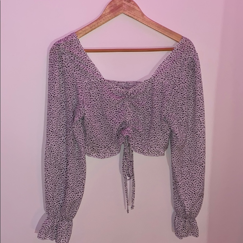 Off the shoulder or on the shoulder polka dot top